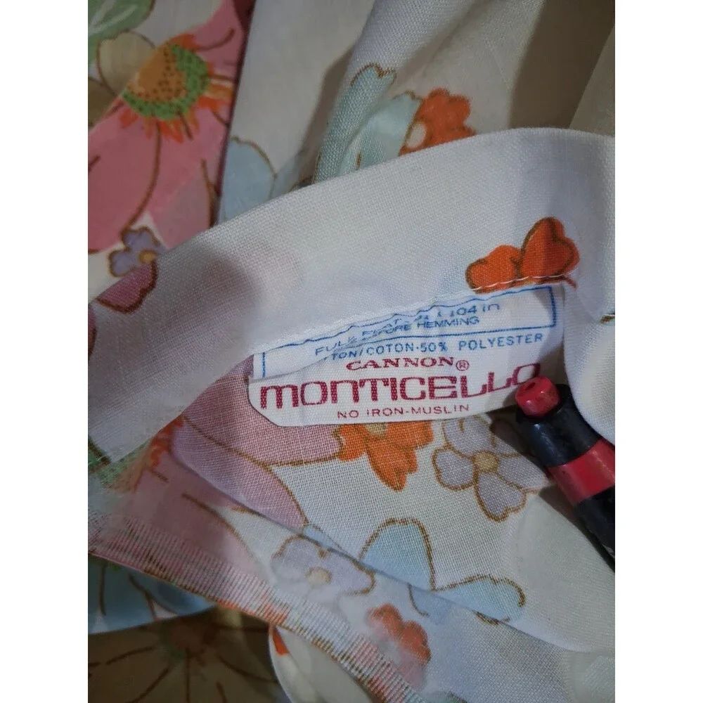 Vintage Sheet Floral Cannon Monticello Flat 1960s, As Is